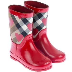 Burberry Red Heart and Check Rain Boots